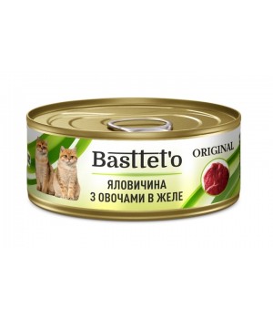 Вологий корм для котів Basttet`o Original з яловичиною та овочами в желе 85г (4820185492560)