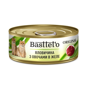Влажный корм для кошек Basttet`o Original с говядиной и овощами в желе 85г (4820185492560)