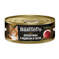Влажный корм для котов Basttet`o Gold с говядиной и индейкой в желе 85г (4820185492614)