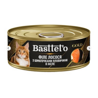 Вологий корм для котів Basttet`o Gold з філе лосося та шматочками яловичини в желе 85г (4820185492577)
