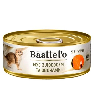 Мусс Basttet`o Silver консервированный для кошек с лососем и овощами 85 г (4820185493185)