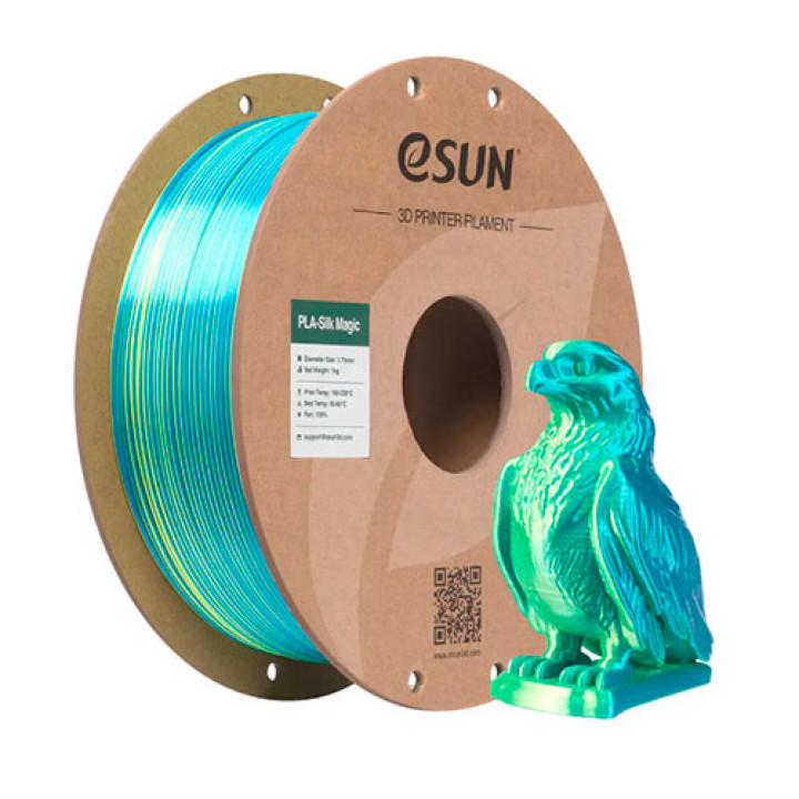 Філамент eSun PLA-Silk Magic, лаймово-блакитний, 1кг/рулон, з паперовою втулкою, 1,75мм