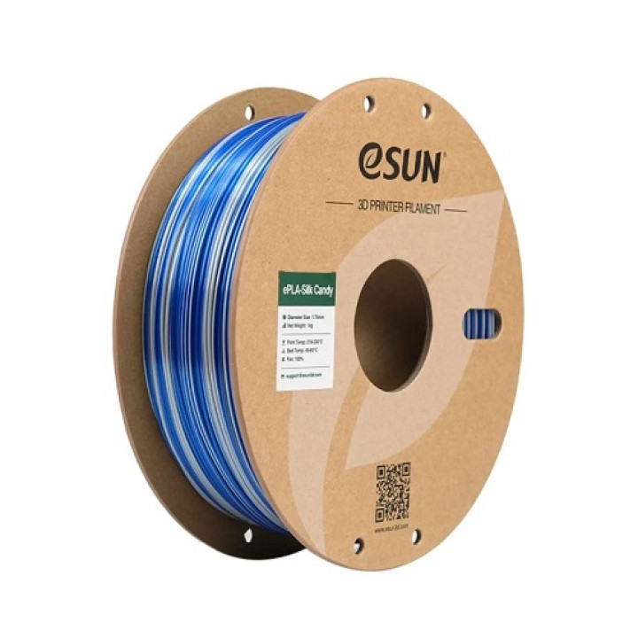 Філамент eSun PLA-Silk Candy, сірий+синій (silver blue), 1 кг