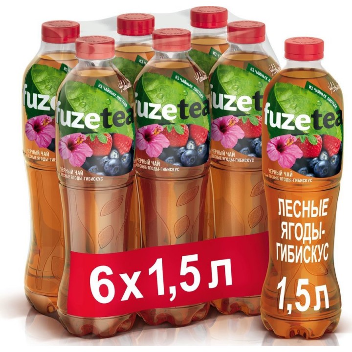 Чай чорний Fuzetea "Лісові ягоди - гібіскус" 1,5 л x 6 шт. (5449000259479)