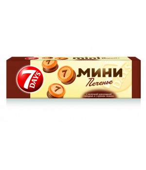 Печиво 7DAYS MINI с кремом какао та шоколадною глазур'ю 100 г (5201360711222)