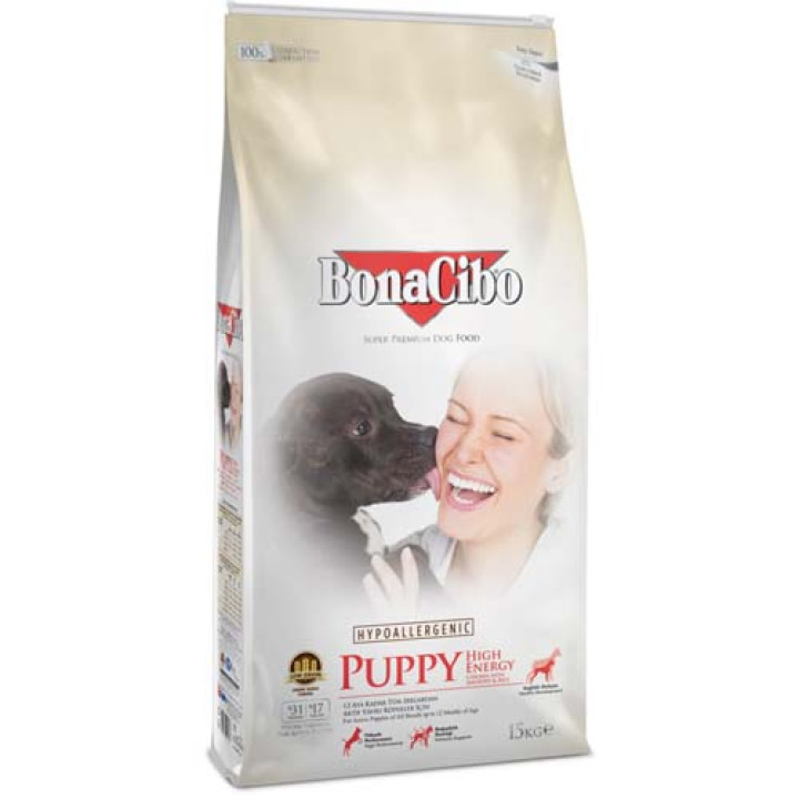 Сухий корм BonaCibo Puppy High Energy Chicken&Rice with Anchovy для активних цуценят всіх порід з куркою, рисом та анчоусами, 15 кг