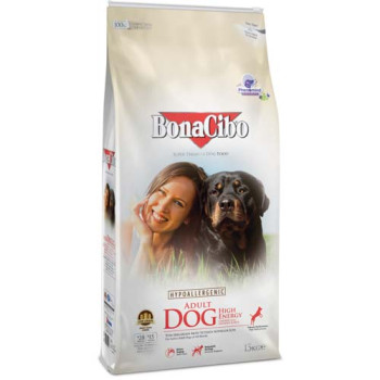 Сухий корм BonaCibo Adult Dog High Energy Chicken&Rice with Anchovy для дорослих активних собак всіх порід з куркою, рисом та анчоусами, 15 кг