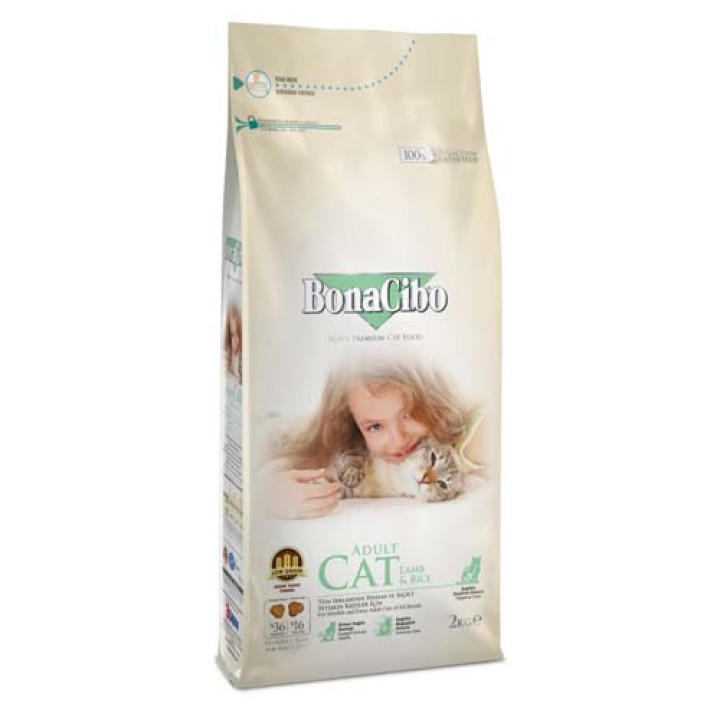 Сухий корм BonaCibo Adult Cat Lamb&Rice для дорослих котів всіх порід з чутливим шлунком з куркою та рисом, 2 кг