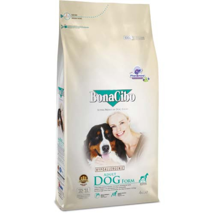 Сухий корм BonaCibo Adult Dog Form (Senior/Over Weight) для дорослих собак із зайвою вагою та для старіючих собак з куркою, 4 кг