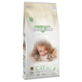 Сухий корм BonaCibo Adult Cat Lamb&Rice для дорослих котів всіх порід з чутливим шлунком з куркою та рисом, 15 кг
