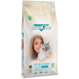 Сухий корм BonaCibo Adult Cat Sterilised Salmon з лососем для дорослих стерилізованих котів та котів із зайвою вагою 15 кг