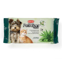 Padovan Pet Wipes Aloe - очищаючі вологі серветки з алоє вера та зеленим чаєм, 40 шт