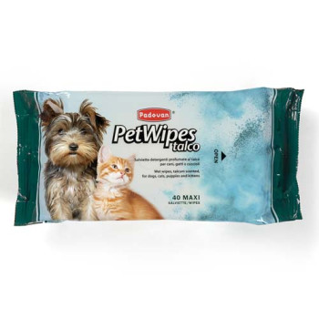Padovan Pet Wipes Talco - очищающие влажные салфетки с ароматом талька, 40 шт
