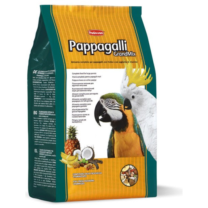 Padovan GrandMix Pappagalli - комплексный основной корм Падован для крупных попугаев 12,5 кг (PP00576)