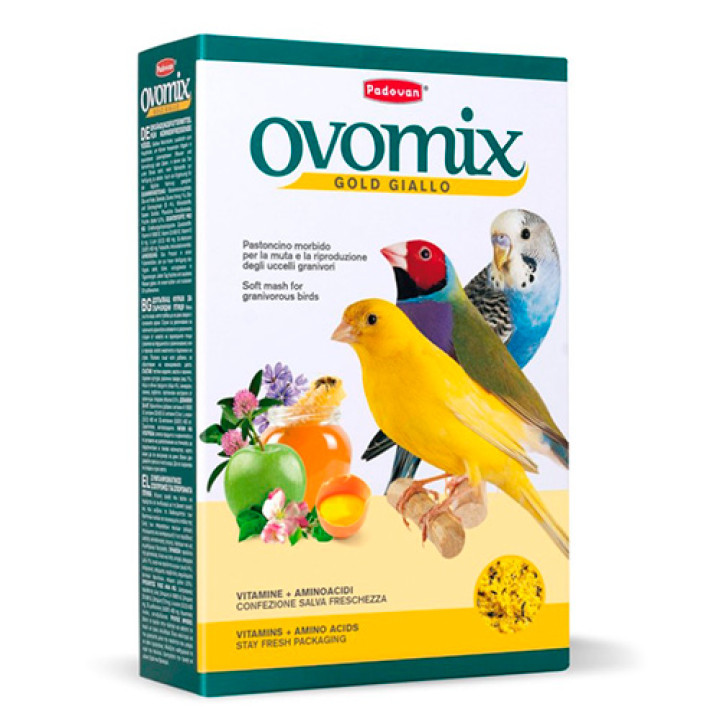 Padovan Ovomix Gold - комплексный нежный корм Падован для выкармливания птенцов и в период линьки птиц 300 г (PP00194)