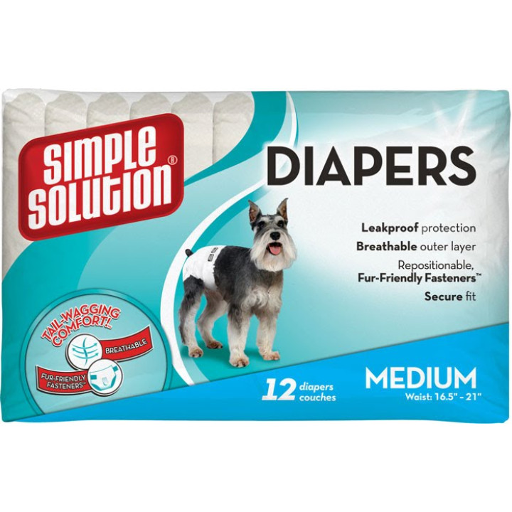 Simple Solution Disposable Diapers Medium - гігієнічні підгузки для тварин Сімпл Солюшн 12 шт (ss10584)