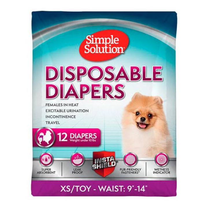 Simple Solution Disposable Diapers XS/TOY - гигиенические подкладки для собак малые, 12шт