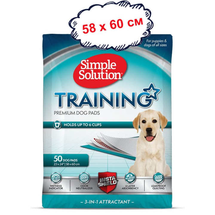 Simple Solution Training Premium Dog Pads - вологопоглинаючі гігієнічні пелюшки Сімпл Солюшн 58 х 60 см 50 шт (ss13401)