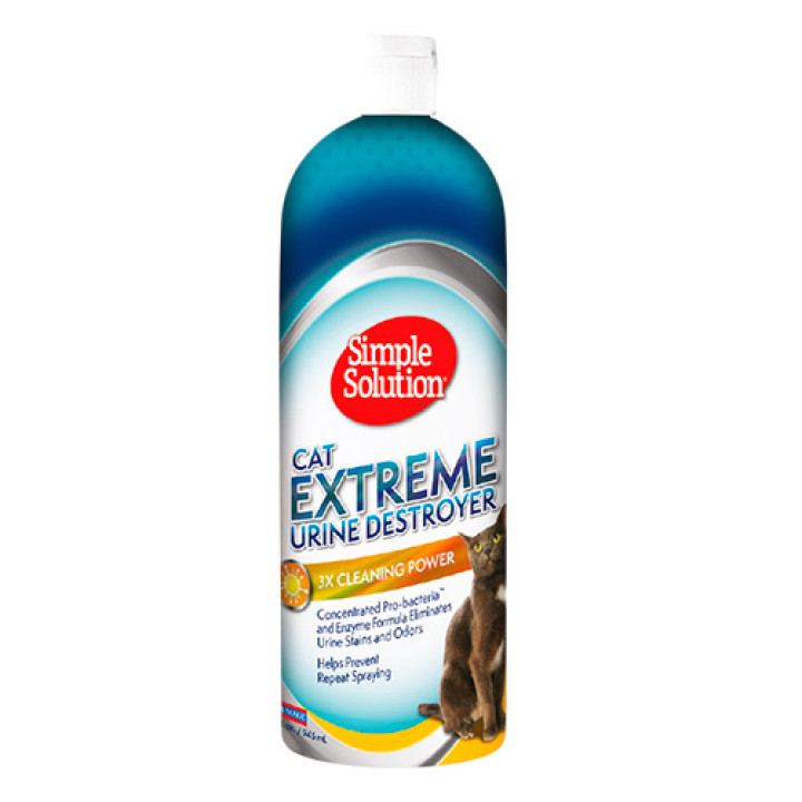 Simple Solution Cat Extreme Urine Destroyer – сверхмощное средство для нейтрализации запахов и удаления пятен от мочи кошек, 945мл