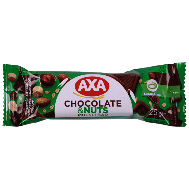 Батончик АХА з молочним шоколадом і горіхами 25г