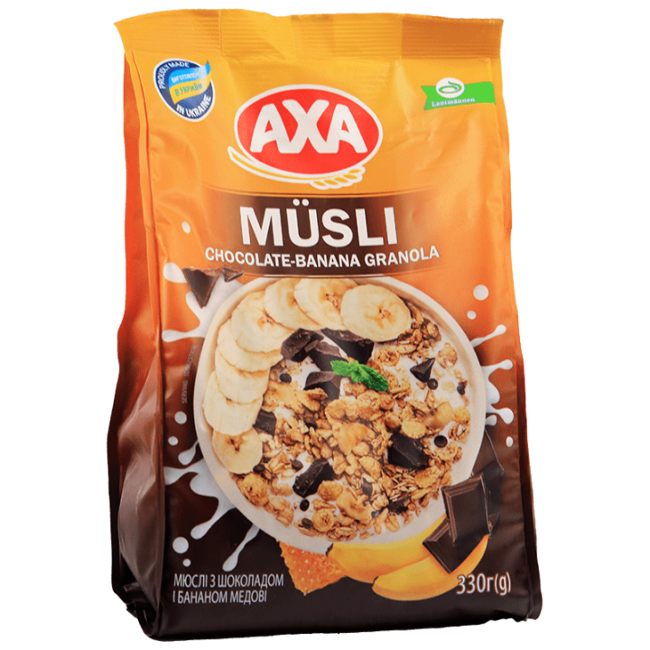 Мюслі АХА з шоколадом і бананом 330 г