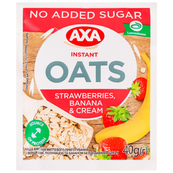 Каша АХА з вершками, полуницею та бананом без цукру 40 г
