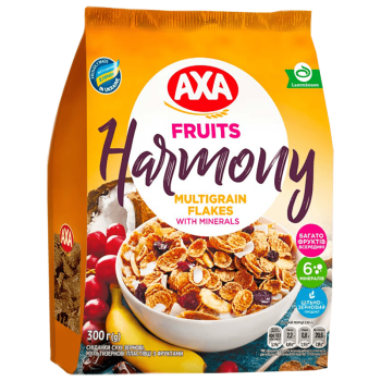Пластівці АХА мультизернові з фруктами 300 г