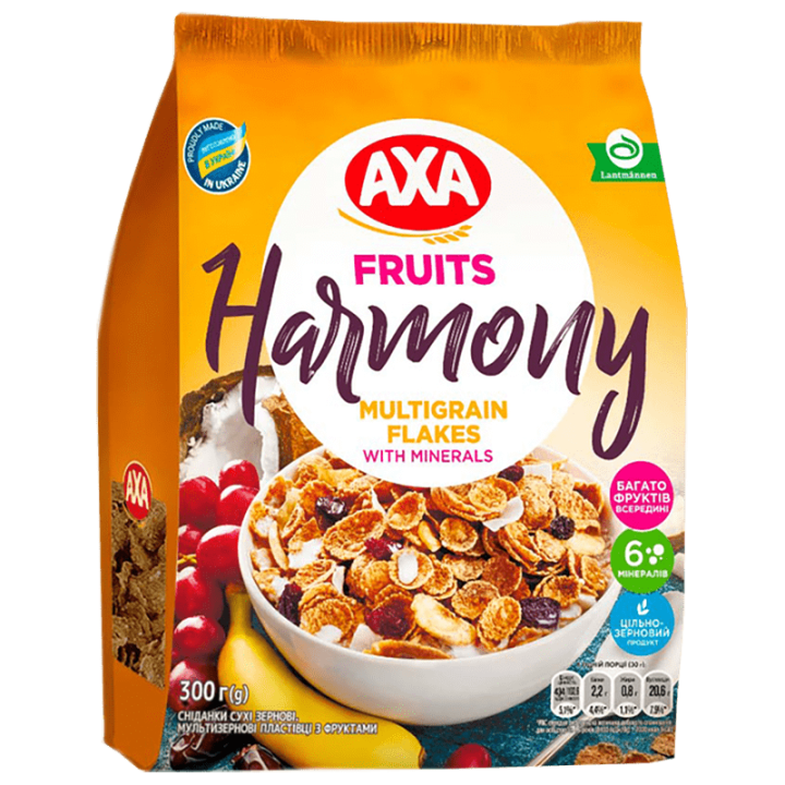 Пластівці АХА мультизернові з фруктами 300 г