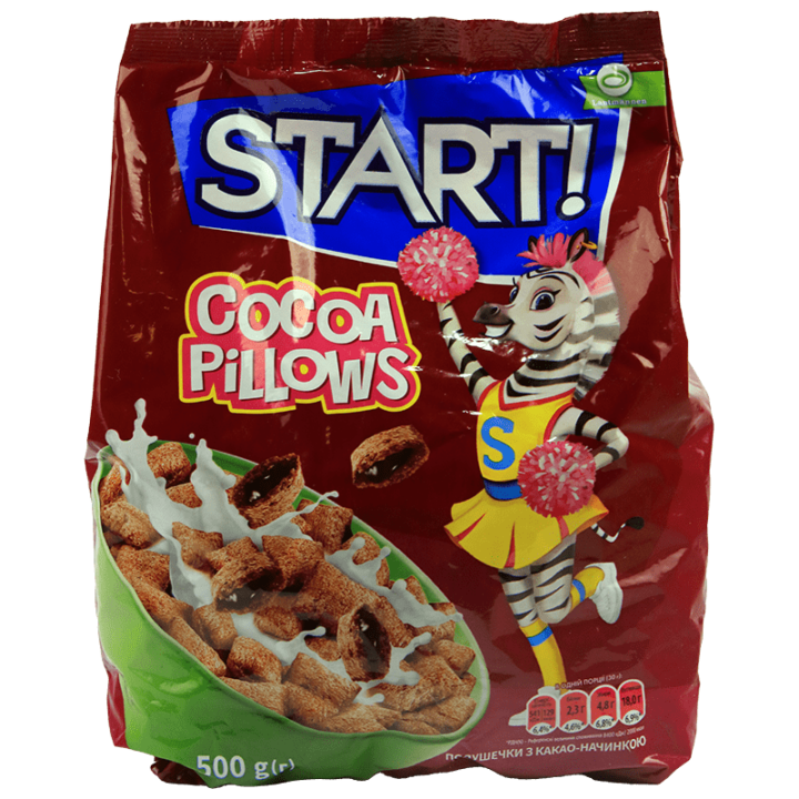 Сухий сніданок START! Подушечки з какао начинкою 500г