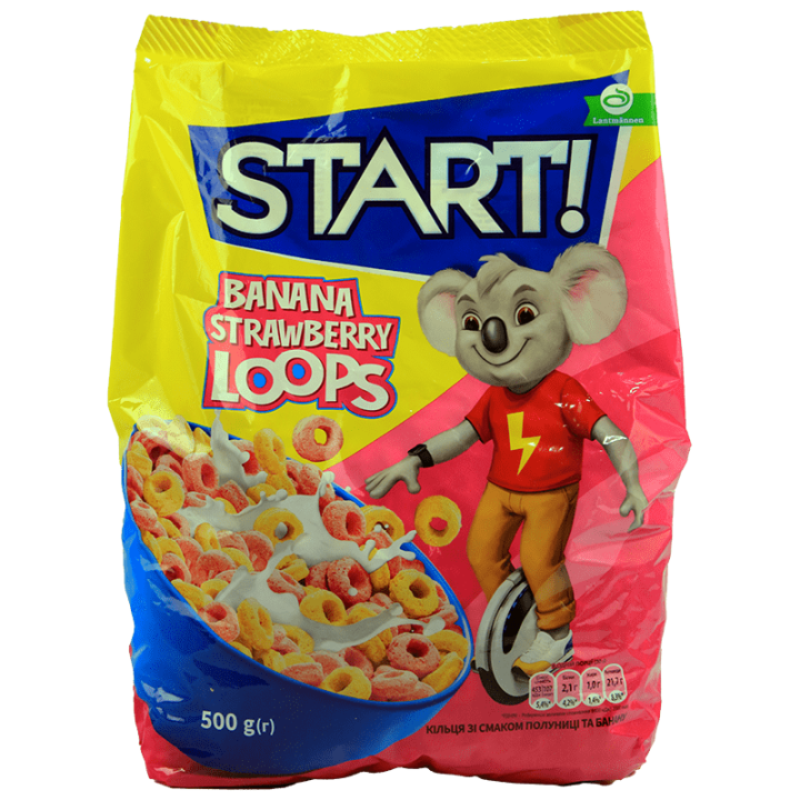 Сухий сніданок START! Кільця зі смаком полуниці та банану 500г
