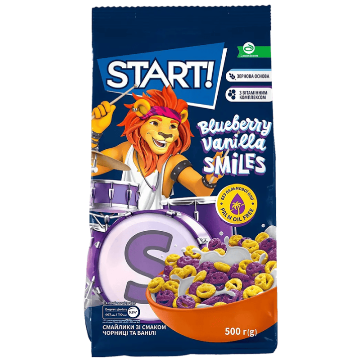Сухий сніданок START! Смайлики зі смаком чорниці та ванілі 500г