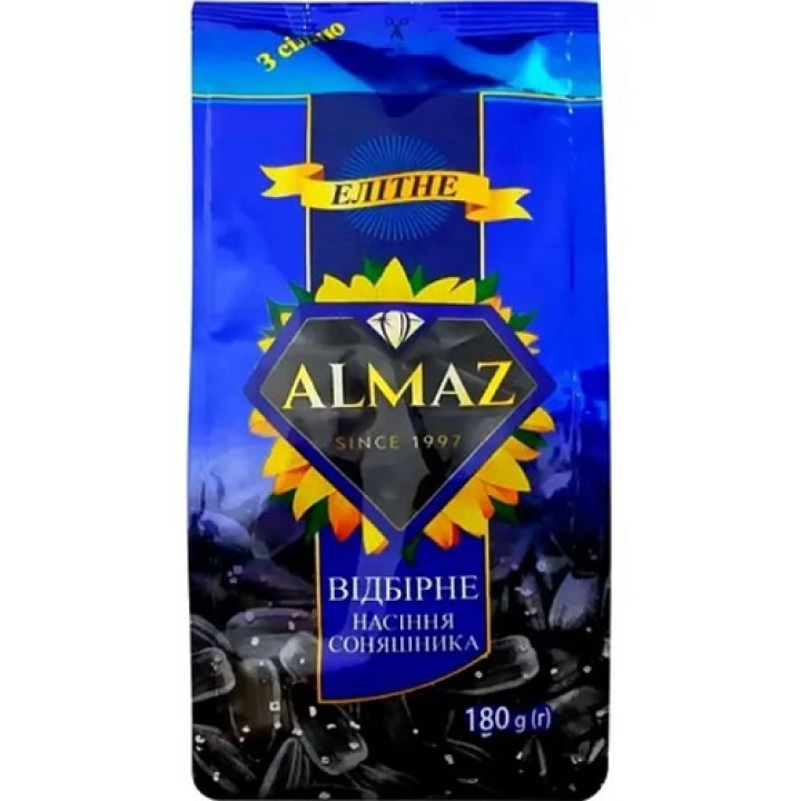 Семечки подсолнечника Almaz Premium жареные соленые 180 г (4820106160266)