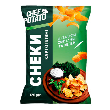 Снеки картофельные Chef Potato Сметана и зелень, 120 г (4820106161124)