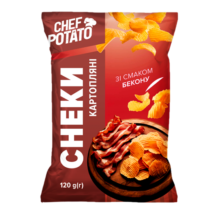 Снеки картопляні Chef Potato Бекон, 120 г (4820106161094)