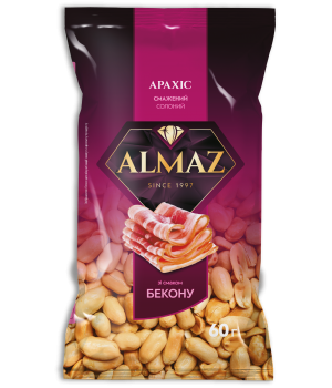 Арахис Almaz жареный со вкусом бекона, 60 г (4820106160479)