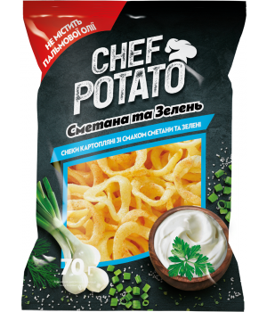 Снеки картофельные Chef Potato Сметана и зелень, 70 г (4820106160646)