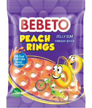 Конфеты жевательные Bebeto "Персиковые кольца" 80 г (8690146658412)