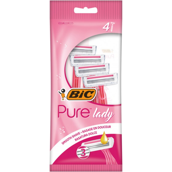 Станок одноразовий BIC Pure 3 Lady рожевий 4 шт. (3086123363816)