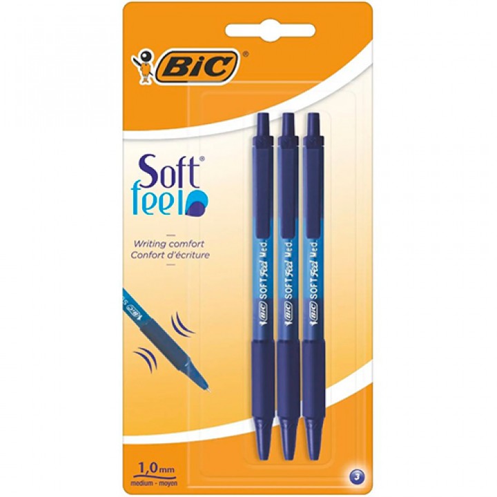 Ручка кулькова BIC Soft Clic Grip синя 3 шт (0070330133723)