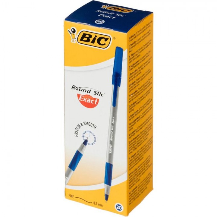 Ручки кулькові BIC Round Stic Exact сині 20 шт. (3086123350571)