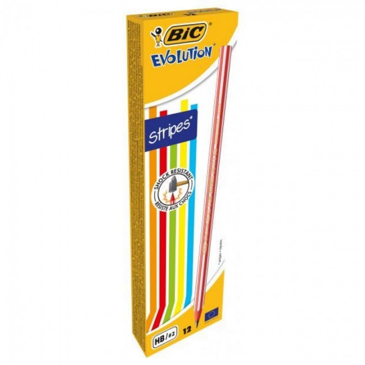 Олівці чорнографітові BIC Evolution 646 Stripes 12 шт. (3086123357860)