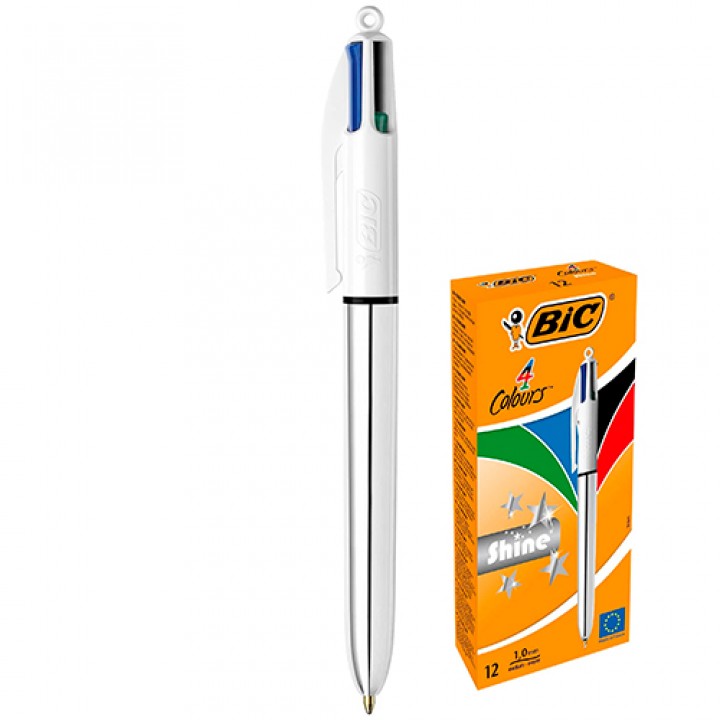 Ручка шариковая BIC 4 Colors Shine серебристая 1шт. (3086123310384)