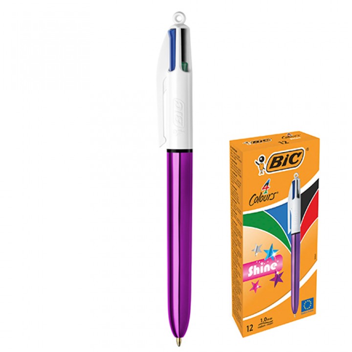 Ручка шариковая BIC 4 Colors Shine фиолетовая 1шт. (3086123310407)