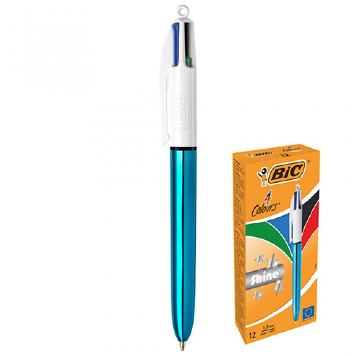 Ручка кулькова BIC 4 Colors Shine блакитна 1шт. (3086123310421)