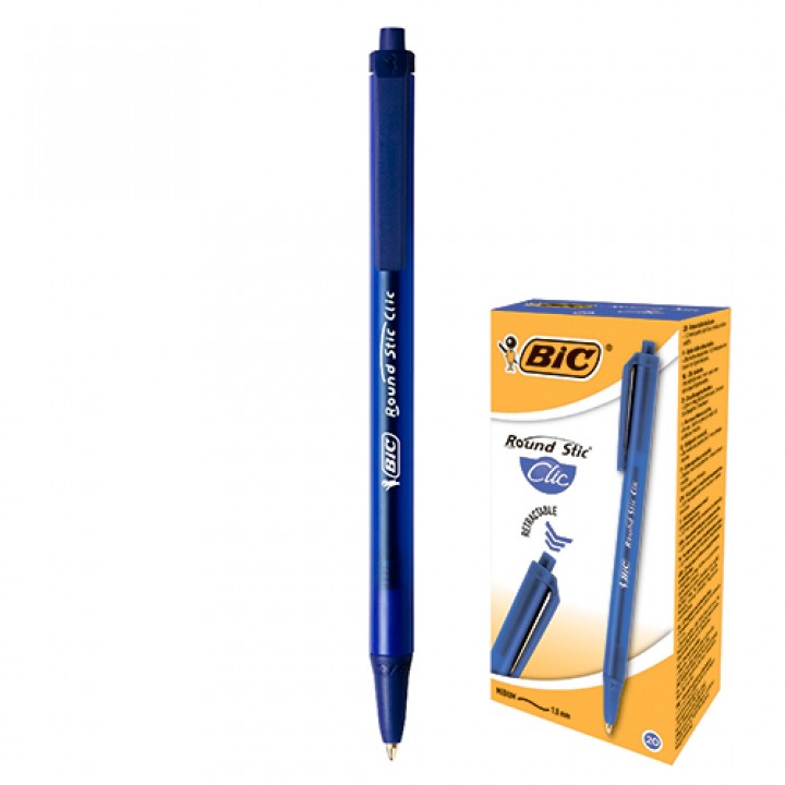 Ручка кулькова BIC Round Stic Clic синя 1 шт. (3086123380417)