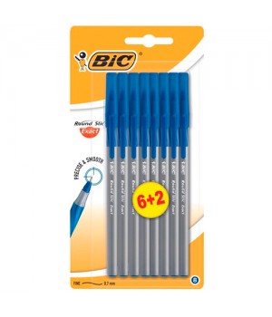 Ручка шариковая BIC Round Stic Exact Синяя 6+2 шт (3086123408111)