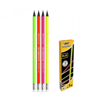 Олівець чорнографітовий з гумкою BIC Evolution Fluo1 шт (3086123425804)