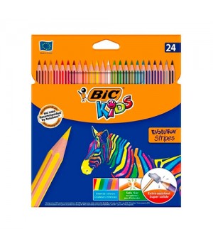 Олівці кольорові BIC Kids Evolution Stripes 24 шт. (3086123499133)