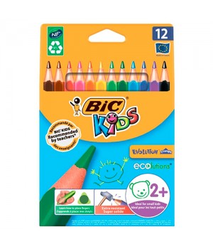 Карандаши цветные треугольные BIC Kids Evolution 12 шт. (3086124001632)