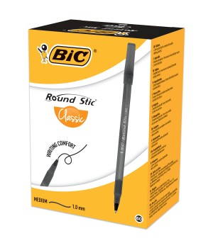 Ручки шариковые BIC Round Stic M черные 60 шт. (3086123269828)